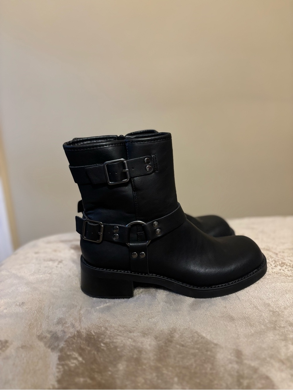 SOLD - Black Leather Harness Ankle Boots - Women - Picture 2 of 4